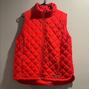 Lands' End Vibrant Red Quilted Vest woman’s large